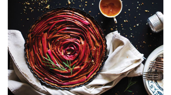 A pie styles to look like a baked rose